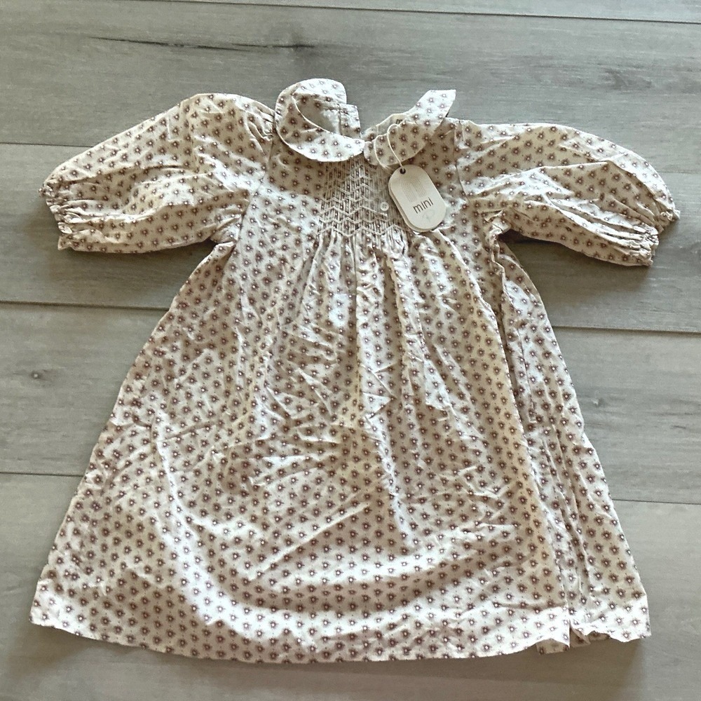 Pompomme Smocked Dress Ivory 5Y New With Tags